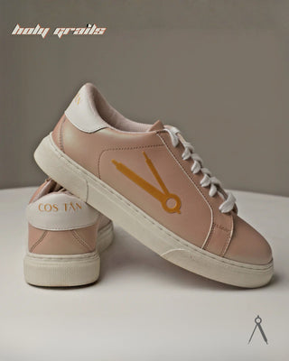 Hand Crafted 'Moonwhisper' Lunar Chrome Nude Pink Low Top Full Vegan Leather With Rubber Sole Sneakers HG x Cos Tan - Side & Back