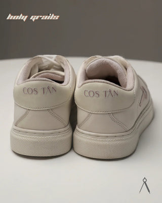 Hand Crafted 'Moonwhisper' Solar Blush Baby Pink Low Top Full Vegan Leather With Rubber Sole Sneakers HG x Cos Tan - Back