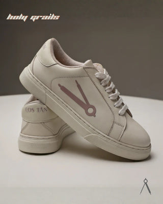 Hand Crafted 'Moonwhisper' Solar Blush Baby Pink Low Top Full Vegan Leather With Rubber Sole Sneakers HG x Cos Tan - Side & Back