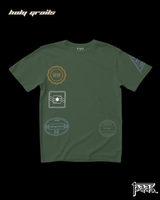 'Holiday Recall Visa Stamps' Green Tee HG x Paas Collective - Front