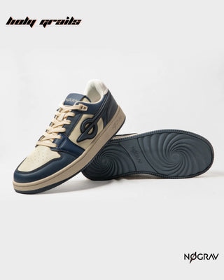 Homegrown 'Afterwave' Navy & Cream Premium PU Upper, Cushioned Footbed, Eva Midsole & Rubber Outsole Lightweight Sneaker HG x NoGrav - Side & Outsole