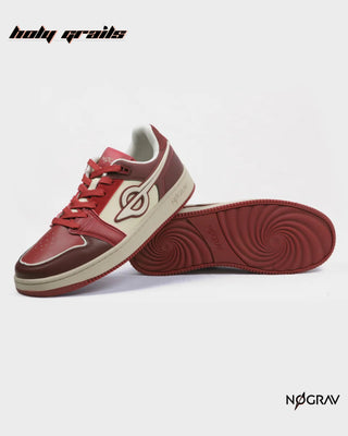 Homegrown 'Anardana' Red Toned & Cream Premium PU Upper, Cushioned Footbed, Eva Midsole & Rubber Outsole Lightweight Sneaker HG x NoGrav - Side & Outsole