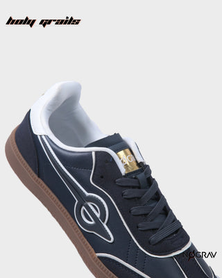 Homegrown 'Azzure' Navy Blue Premium PU Upper, Cushioned Footbed, Eva Midsole & Rubber Outsole Lightweight Sneaker HG x NoGrav - Side Close Up