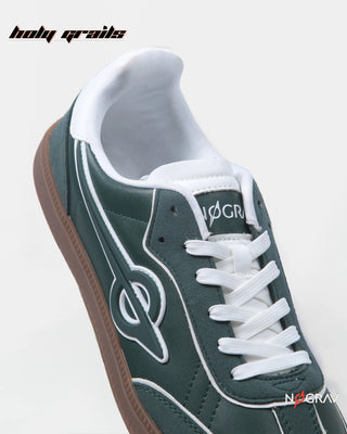 Homegrown 'Dirty Martini' Deep Green Premium PU Upper, Cushioned Footbed, Eva Midsole & Rubber Outsole Lightweight Sneaker HG x NoGrav - Side Close Up