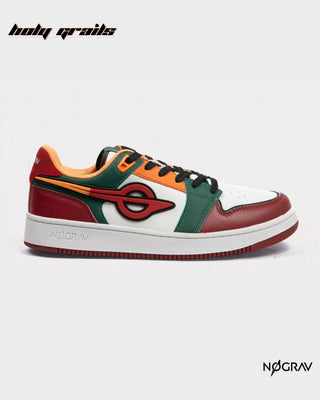Homegrown 'Gameboy' Premium Forest Green, Crimson, and Orange PU Upper with White Base, Cushioned Footbed, Eva Midsole & Rubber Outsole Lightweight Sneaker HG x NoGrav - Side