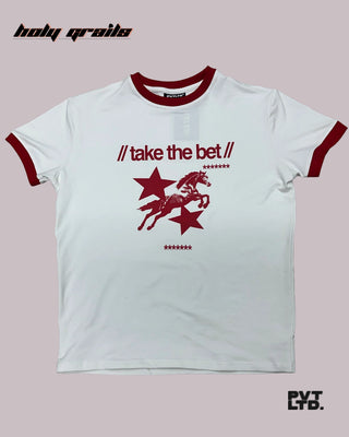 'Horsebet' White Cotton Graphic Printed Slim Fit Half Sleeve T-Shirt HG x Pvt Ltd - Front