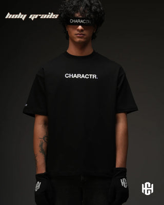 Men in 'It’s The God’s Will' Black 260 GSM 100% Terry Cotton Half Sleeve Oversize Graphic Tee HG x Charactr - Front