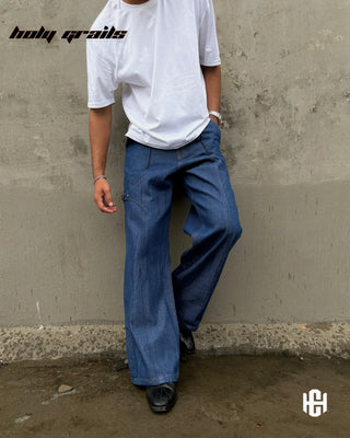 Male in 'Runway' Blue Premium Structured Denims Wide Leg Jeans HG x Charactr - Front 1