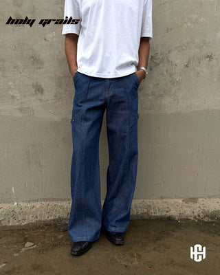 Male in 'Runway' Blue Premium Structured Denims Wide Leg Jeans HG x Charactr - Front 2