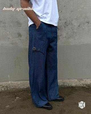 Male in 'Runway' Blue Premium Structured Denims Wide Leg Jeans HG x Charactr - Front Side 2
