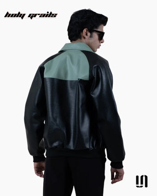 Men in Street Style 'Black Pista' Unisex Luxury Crocodile Leather Textured Oversize Zipper Jacket HG x Sullitt - Back