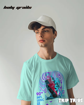 Men in Street Style 'Classy No More Drama' Mint Green 240 GSM 100% Cotton Oversize Tee HG x Trip Tribe - Front