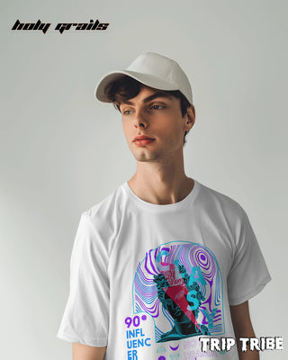 Men in Street Style 'Classy No More Drama' White 240 GSM 100% Cotton Oversize Tee HG x Trip Tribe - Front