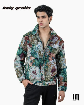 Men in Street Style 'Floral Threads' Multi-Color Imported Jacquard Printed Zipper Jacket HG x Sullitt - Front