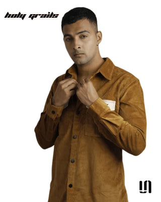 Men in Street Style 'Mapple' Brown Full Sleeve Corduroy Shirt HG x Sullitt - Front 2