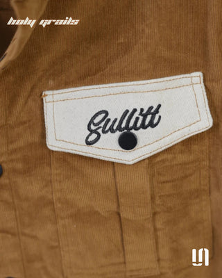 Men in Street Style 'Mapple' Brown Full Sleeve Corduroy Shirt HG x Sullitt - Front Pocket Close Up