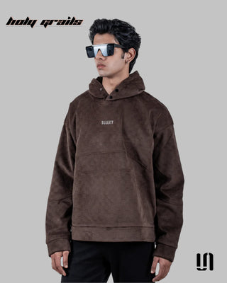 Men in Street Style 'Mocha Comfort' Brown 400 GSM Suede Oversize Hoodie HG x Sullitt - Front