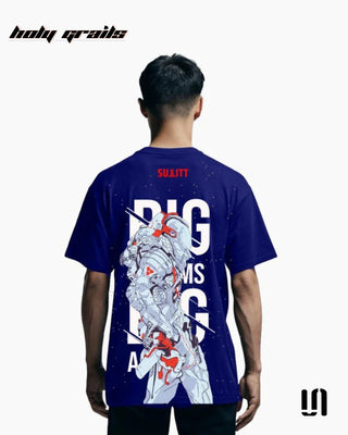 Men in Street Style 'Moon Walker' Blue 240 GSM 100% French Terry Cotton Puff Printed Oversized Tee HG x Sullitt - Back