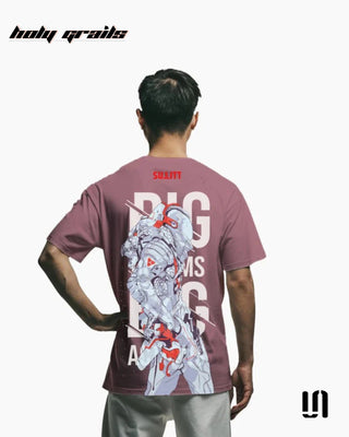 Men in Street Style 'Moon Walker' Onion Pink 240 GSM 100% French Terry Cotton Puff Printed Oversized Tee HG x Sullitt - Back