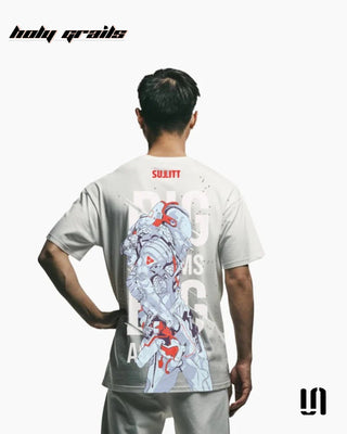 Men in Street Style 'Moon Walker' White 240 GSM 100% French Terry Cotton Puff Printed Oversized Tee HG x Sullitt - Back