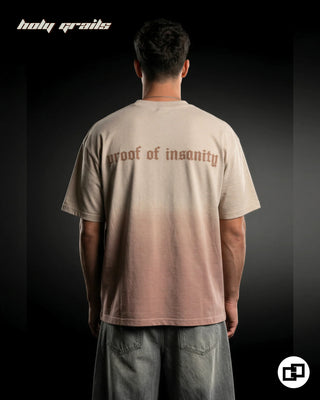 Men in Street Style 'Proof of Insanity' Ombre Wash 100% Cotton 240 GSM Oversize Tee HG x Grey Hound - Back