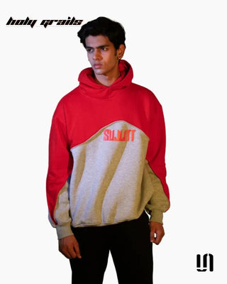 Men in Street Style 'Redline Weave' Red & Grey 350 GSM Cotton Fleece Oversize Hoodie HG x Sullitt - Front