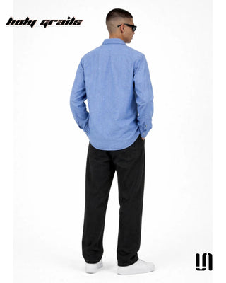 Men in Street Style 'Seabreeze' Blue Linen Full Sleeve Shirt HG x Sullitt - Back Full