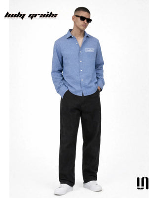 Men in Street Style 'Seabreeze' Blue Linen Full Sleeve Shirt HG x Sullitt - Front Full