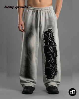 Men in Street Style 'Thorn Bleed' Grey 100% Cotton Sweatpants HG x Grey Hound - Front