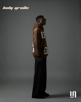 Men in Street Style 'Ubran Roast Brown AOP' 400 GSM 100% Cotton Fleece Graphic Oversize Hoodie HG x Sullitt - Side Full