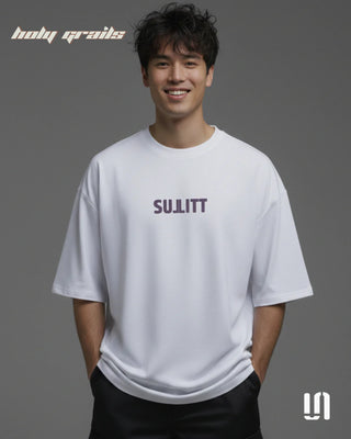 Men in Street Style 'Wild Deer' White 240 GSM 100% French Terry Cotton Puff Printed Oversized Tee HG x Sullitt - Front