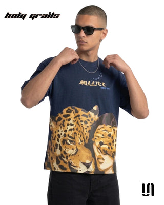 Men in Street Style 'Wild Love Leopard' Green 240 GSM French Terry Oversize Graphic T-Shirt HG x Sullitt - Front Full