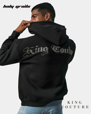 Men in Streetwear Style 'Kardana' Black 340 GSM Polycotton Boxy Fit Hoodie HG x King Couture - Back