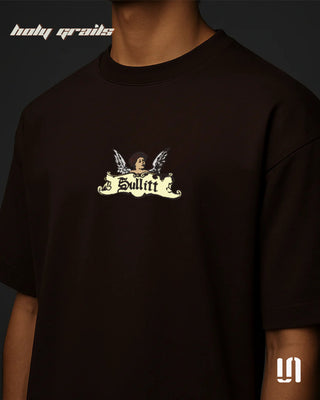 Men in Streetwear 'Dark Brown Angel' 260 GSM 95% Cotton 5% Spandex Graphic OversizeTee HG x Sullitt - Front