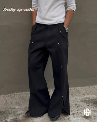 Men in 'Black Command' Deep Black Premium Structured Denims Wide Leg Pants HG x Charactr - Front Side