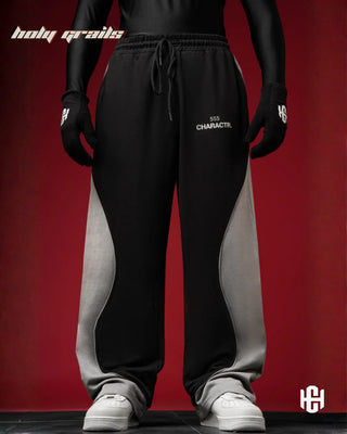 Men in 'Constellation' Unisex Black & Grey 320 GSM Cotton Fleece Pants HG x Charactr - Front