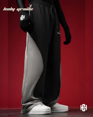 Men in 'Constellation' Unisex Black & Grey 320 GSM Cotton Fleece Pants HG x Charactr - Front Side 1