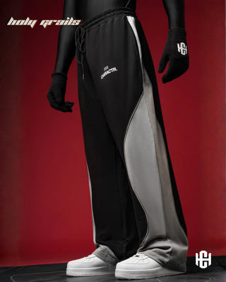 Men in 'Constellation' Unisex Black & Grey 320 GSM Cotton Fleece Pants HG x Charactr - Front Side 2