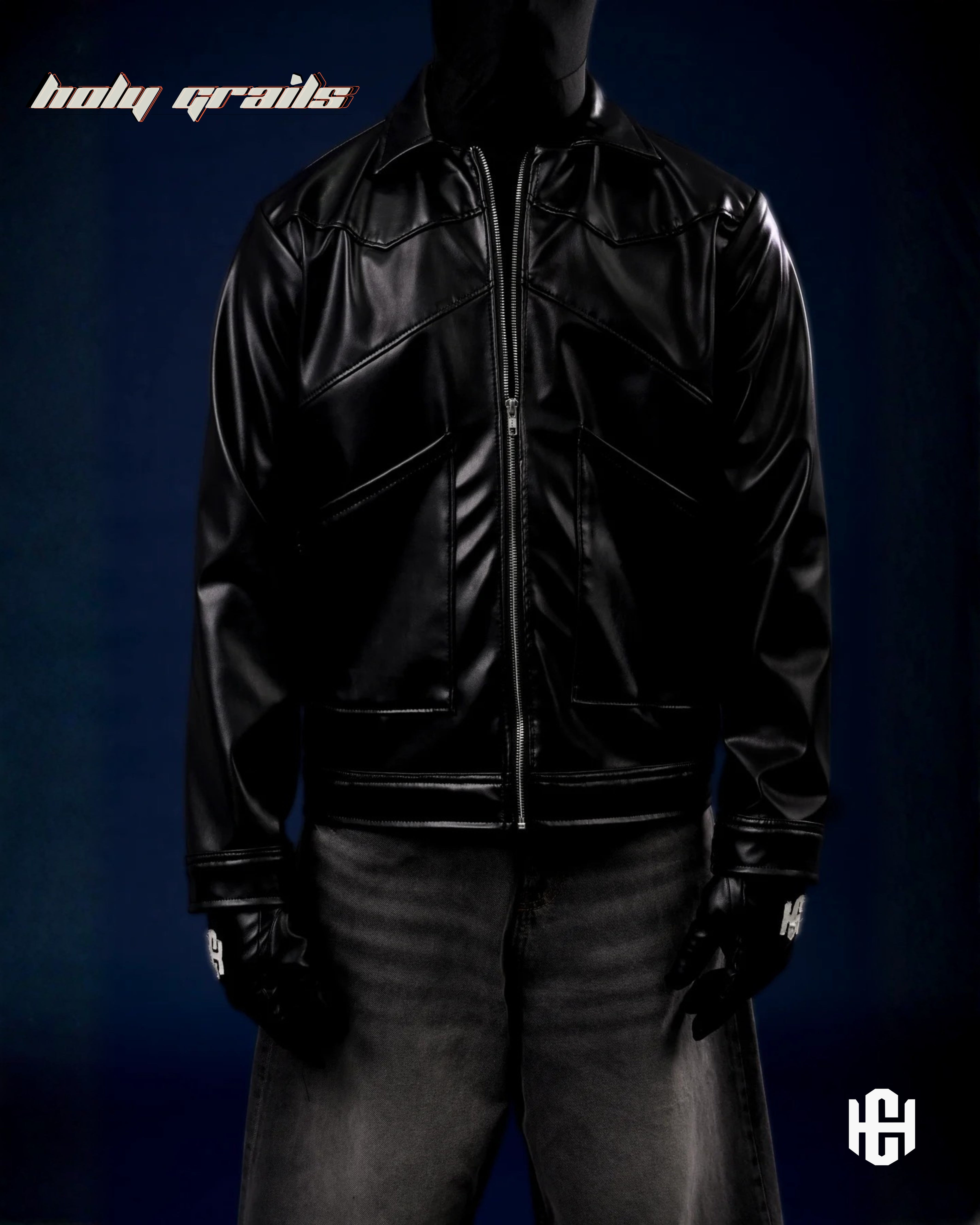 Buy Streetwear 'Core' Black Vegan Leather Zipper Jacket HG x