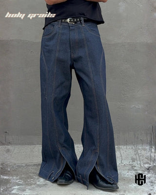 Men in 'Element Switch' Blue Premium Structure Denims Unisex Baggy Jeans HG x Charactr - Front