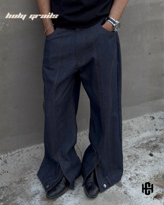 Men in 'Element Switch' Blue Premium Structure Denims Unisex Baggy Jeans HG x Charactr - Side Top