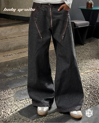 Men in 'Gunmetal Chained' Grey Unisex Fit 12 Oz Structure Denim Jeans HG x Charactr - Front