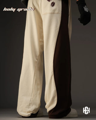 Men in 'Mocha Curve' Unisex Brown & Cream 300 GSM Cotton Fleece Sweatpants HG x Charactr - Back