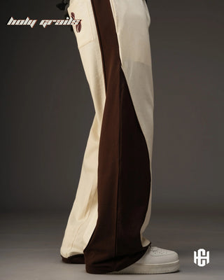 Men in 'Mocha Curve' Unisex Brown & Cream 300 GSM Cotton Fleece Sweatpants HG x Charactr - Side 2