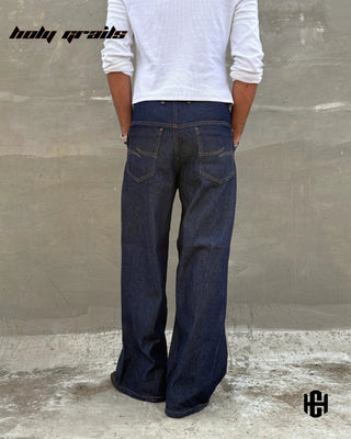 Men in 'Regent Archival' Blue Premium Structured Denims Wide Leg Pants HG x Charactr - Back