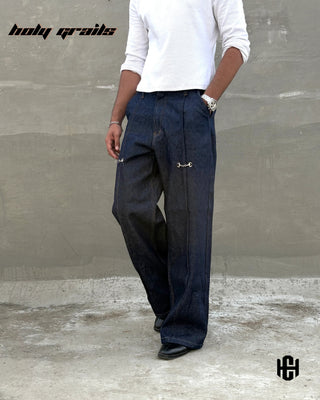 Men in 'Regent Archival' Blue Premium Structured Denims Wide Leg Pants HG x Charactr - Front Side
