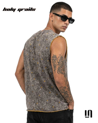 Men in 'Slate Wash' Grey Premium Slate Wash Fabric Sleeveless Tank Top HG x Sullitt - Back Side 1