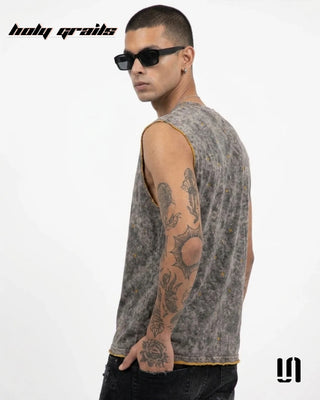 Men in 'Slate Wash' Grey Premium Slate Wash Fabric Sleeveless Tank Top HG x Sullitt - Back Side 2