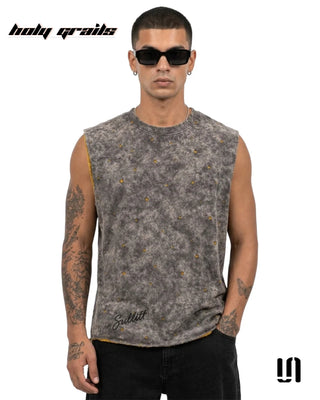 Men in 'Slate Wash' Grey Premium Slate Wash Fabric Sleeveless Tank Top HG x Sullitt - Front 1