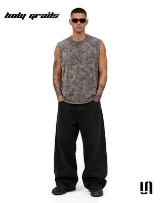 Men in 'Slate Wash' Grey Premium Slate Wash Fabric Sleeveless Tank Top HG x Sullitt - Front Full